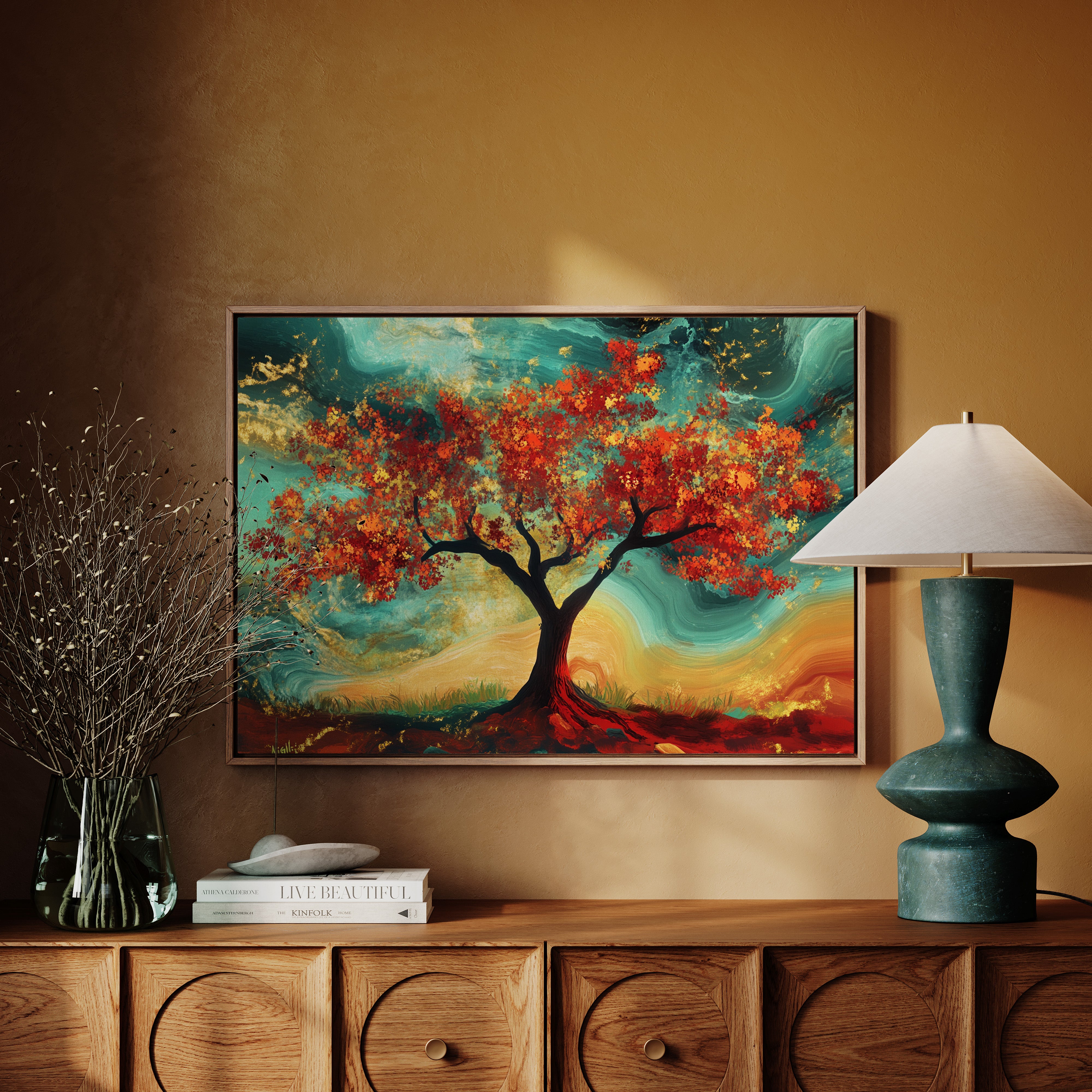 Autumn's Fire Dances With Turquoise Skies