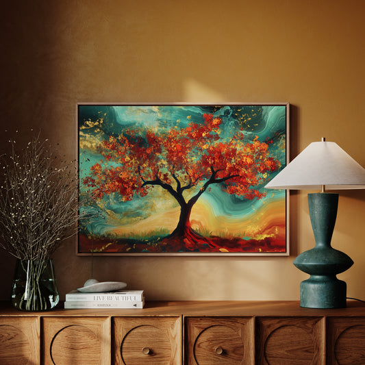 Autumn's Fire Dances With Turquoise Skies