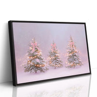 Pink Bows Dance Through Snow Light