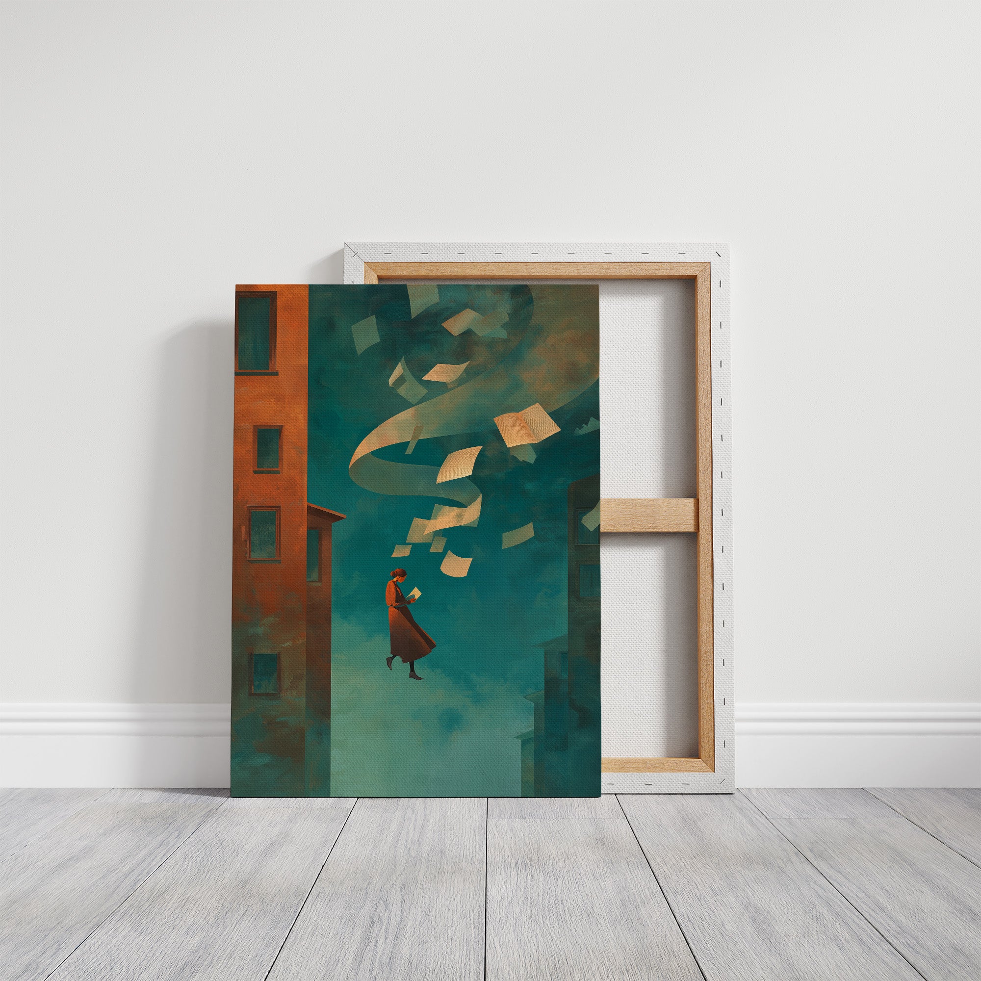 Stories Lift Her Between Buildings
