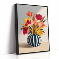 Vibrant Blooms in Striped Elegance