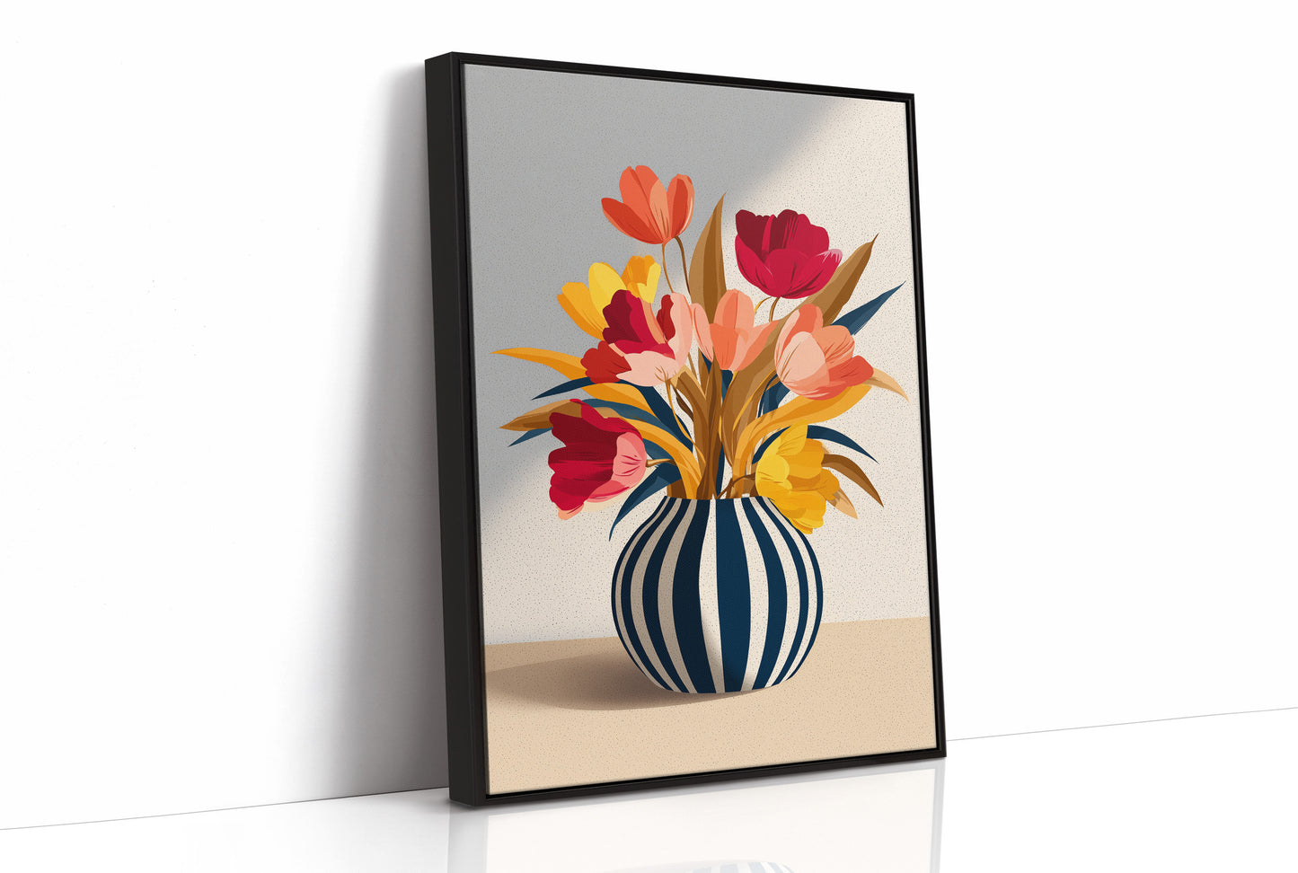 Vibrant Blooms in Striped Elegance