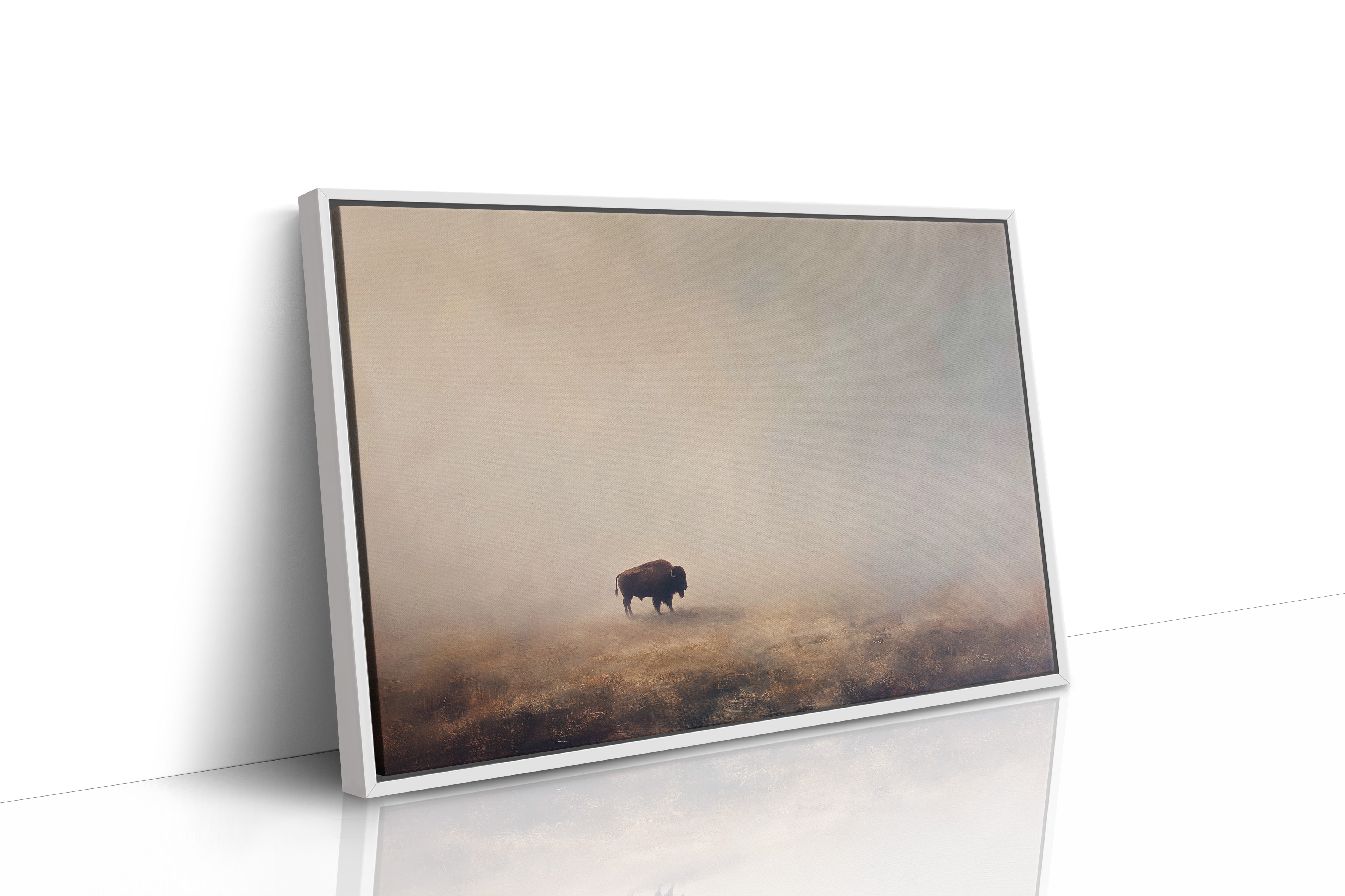 Lone Bison in the Morning Mist
