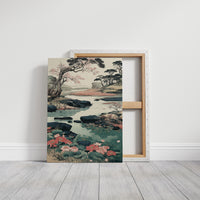 Cherry Blossoms Dance Above Turquoise Waters