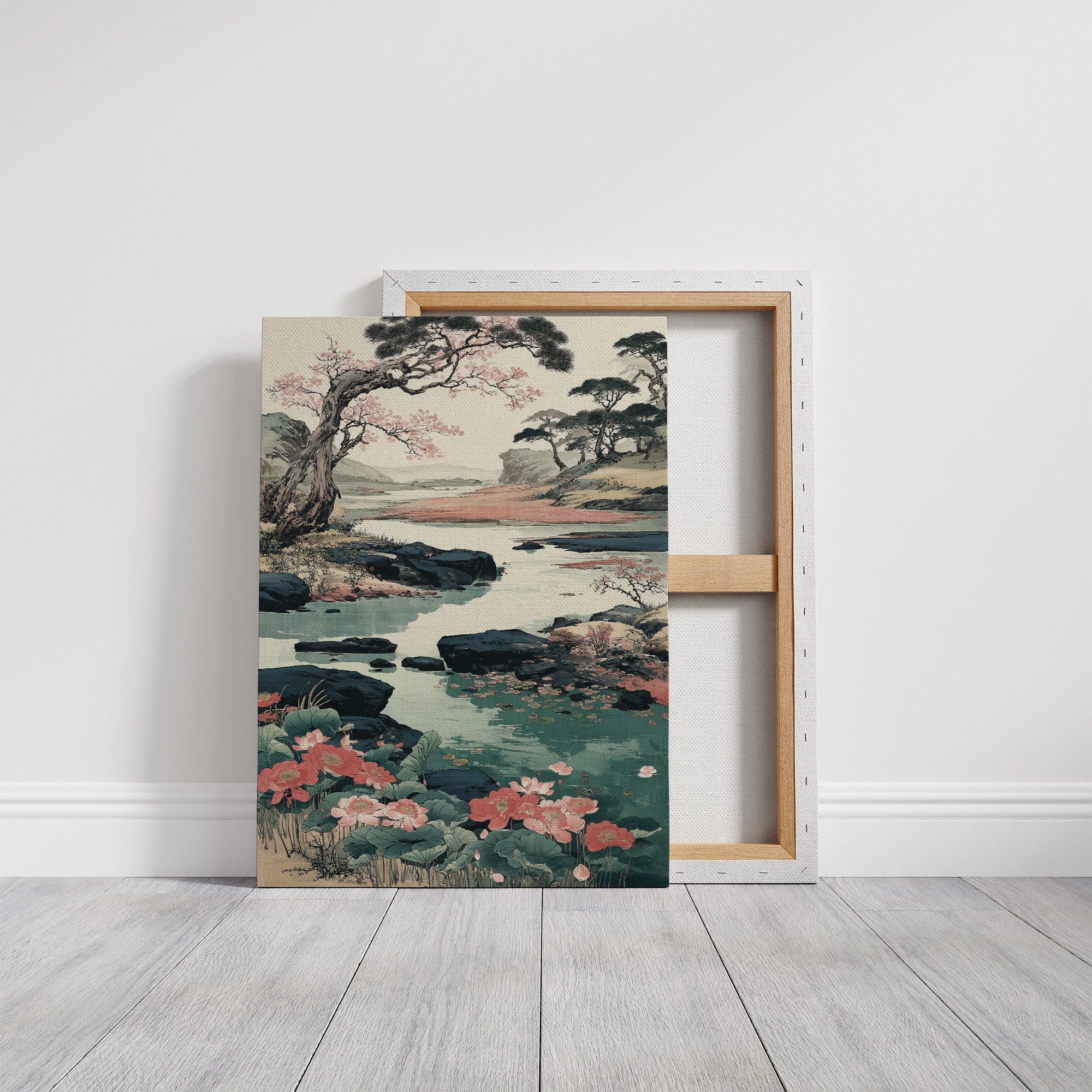 Cherry Blossoms Dance Above Turquoise Waters