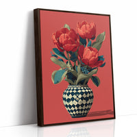 Red Tulips in a Traveled Vase