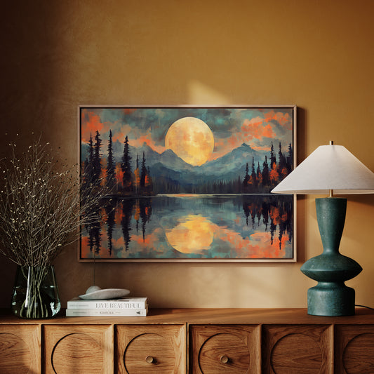 Moonlit Lake Mirrors Mountain Dreams