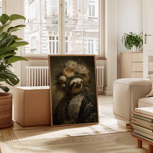 Regal Sloth in Floral Elegance