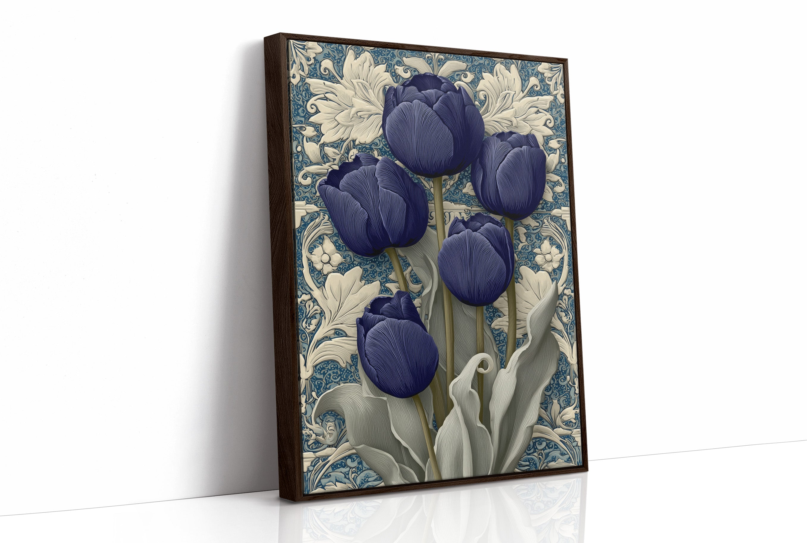 Midnight Tulips Against the Plasterwork