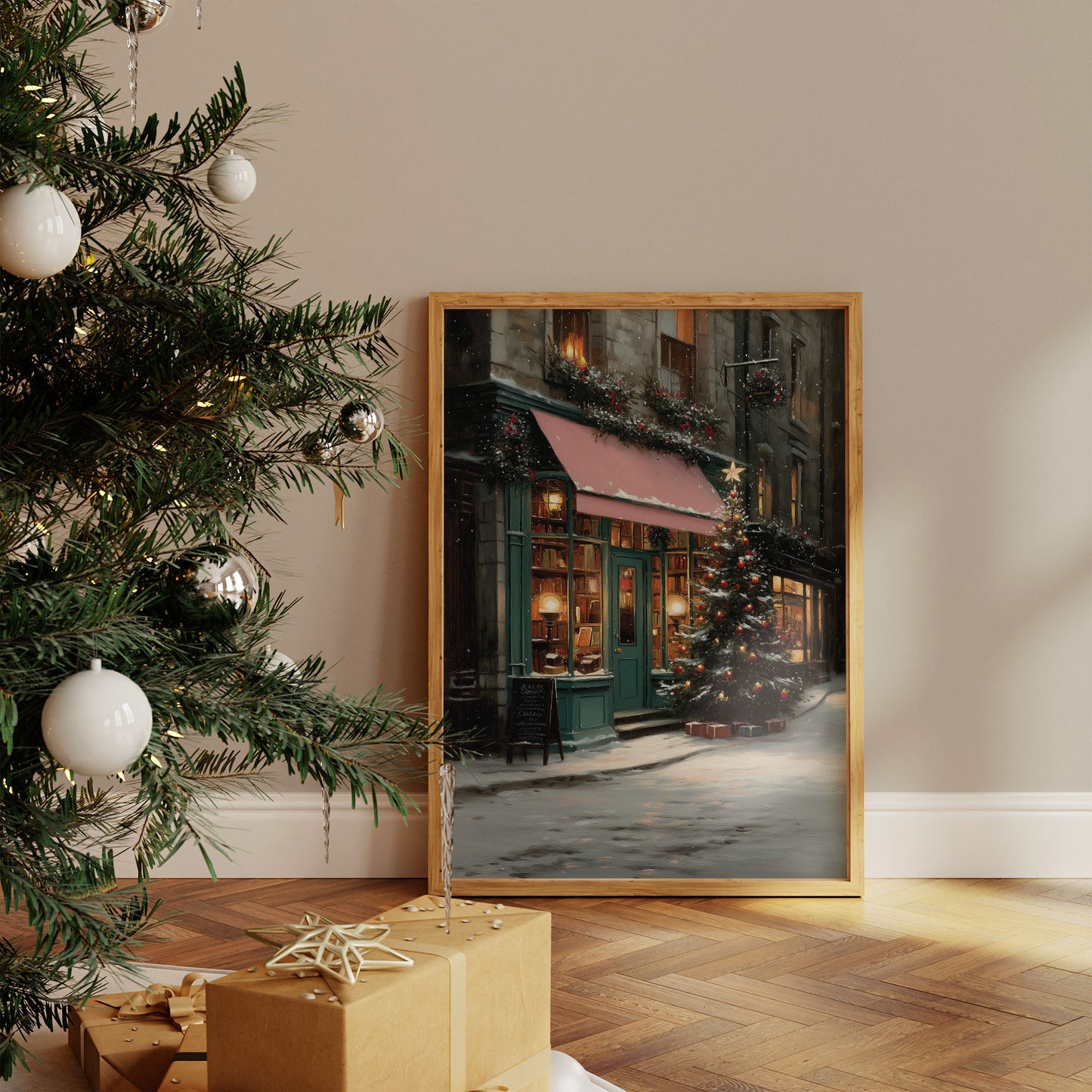 December Snow Lights The Bookshop