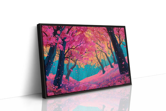 Cherry Blossoms Dance In Turquoise Light