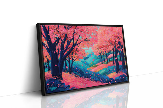 Cherry Blossoms Dance Above Turquoise Hills