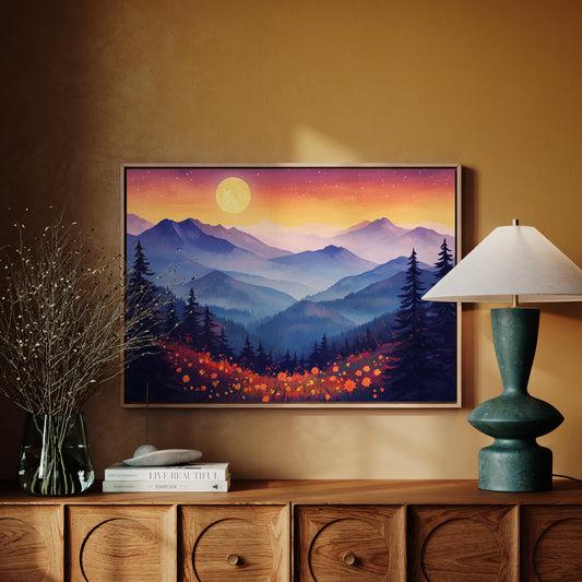 Moonlit Meadows Paint Mountain Dreams