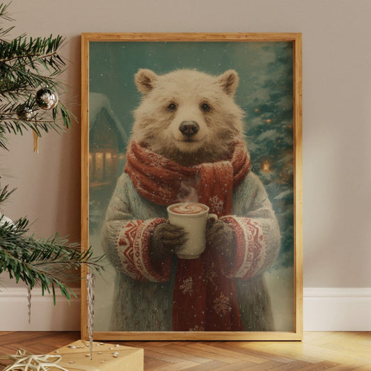 Winter Bear Savors Cozy Cocoa Moments