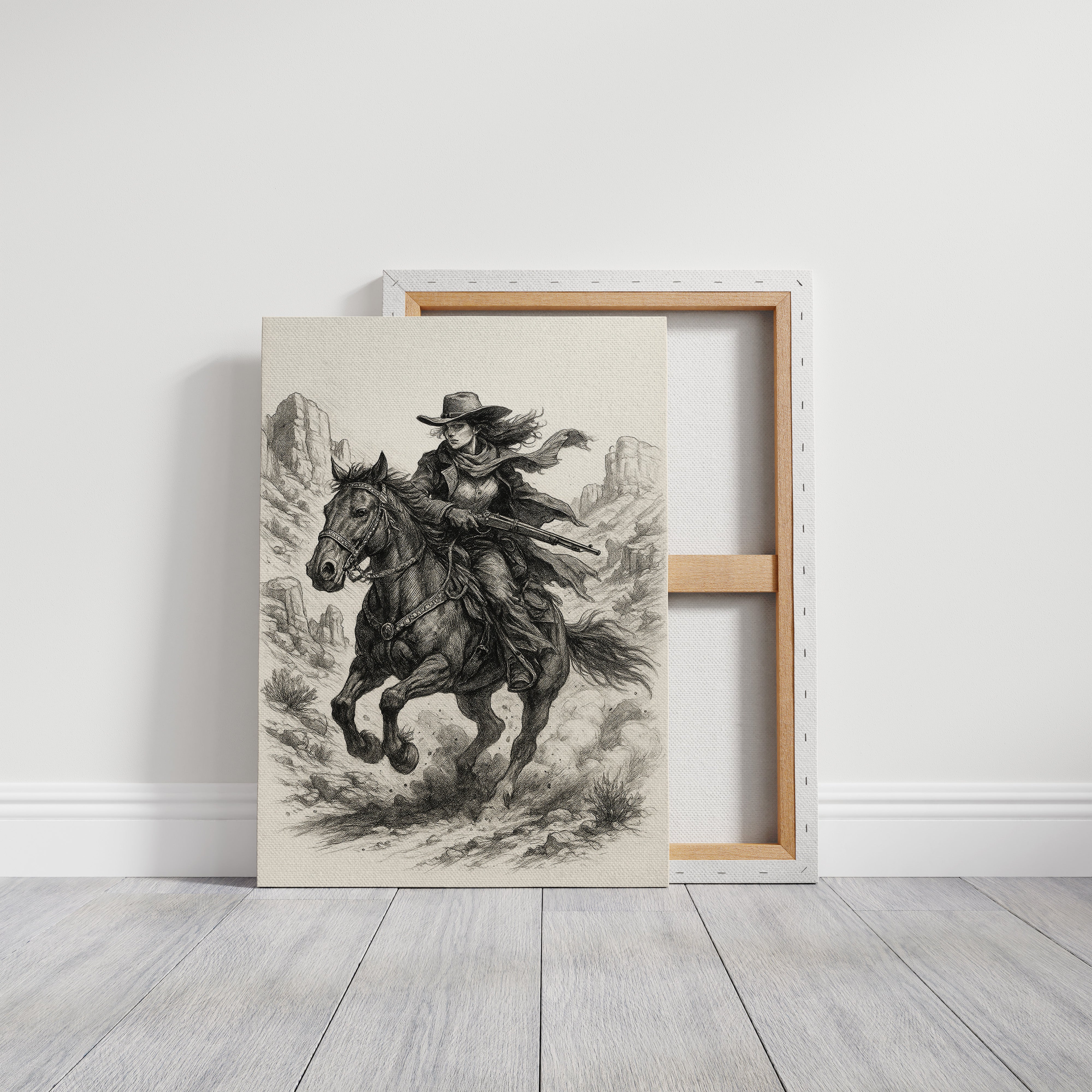 Grit & Dust – Cowgirl Outlaw Western Sketch Print