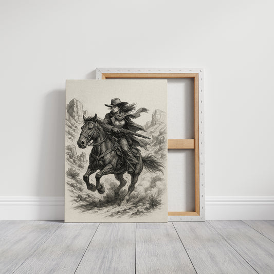Grit & Dust – Cowgirl Outlaw Western Sketch Print