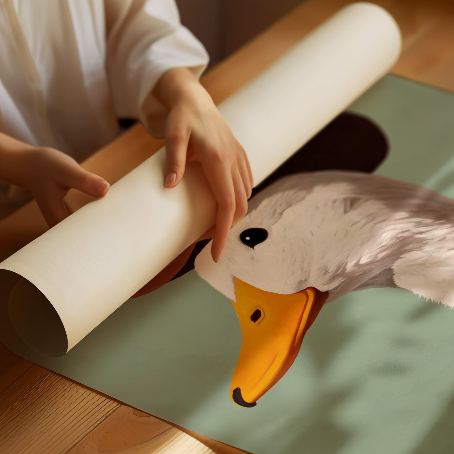 Ranch Duck Tips His Western Hat