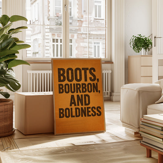 Boots Bourbon and Boldness Wall Art