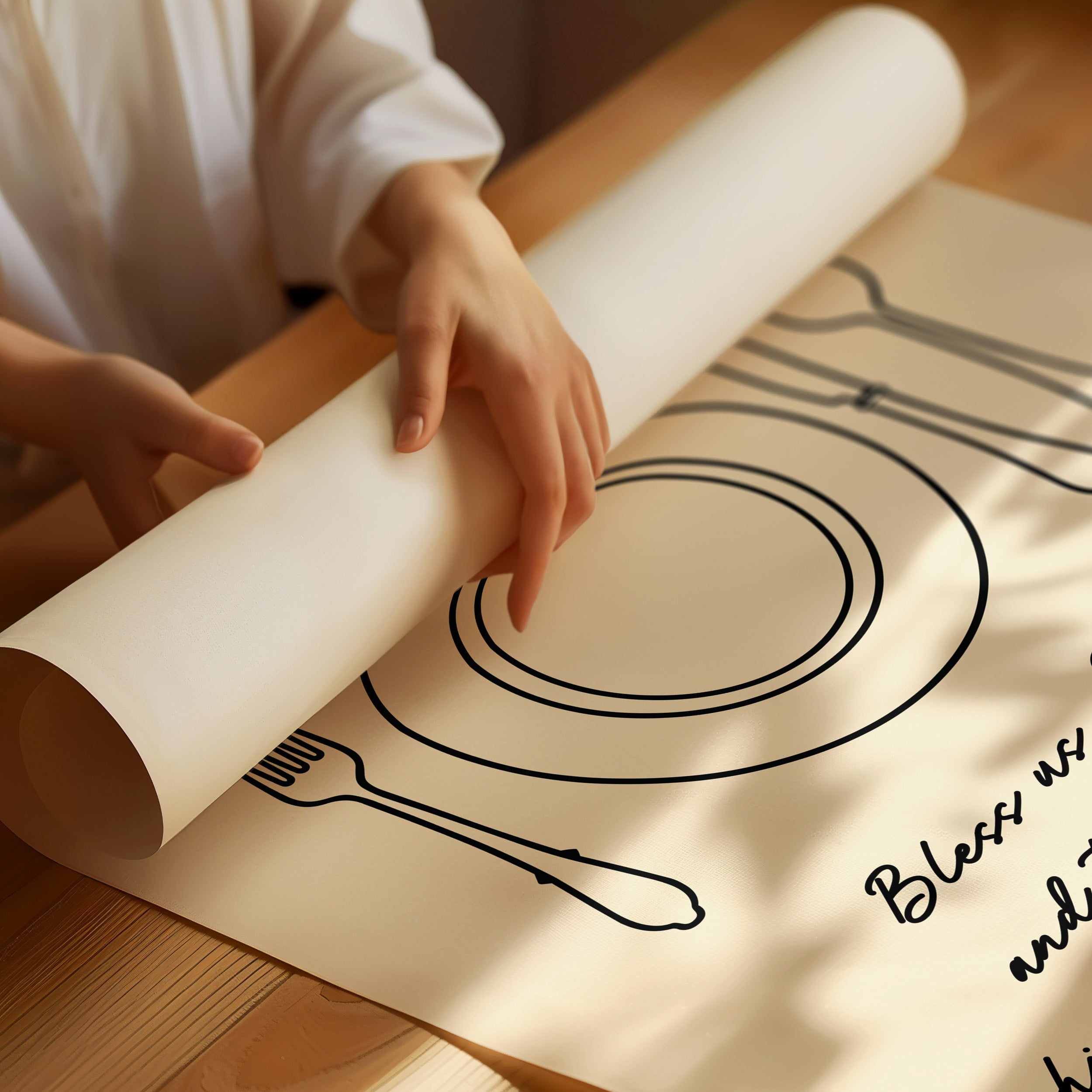Meal Prayer — Bless Us O Lord Line Art Print