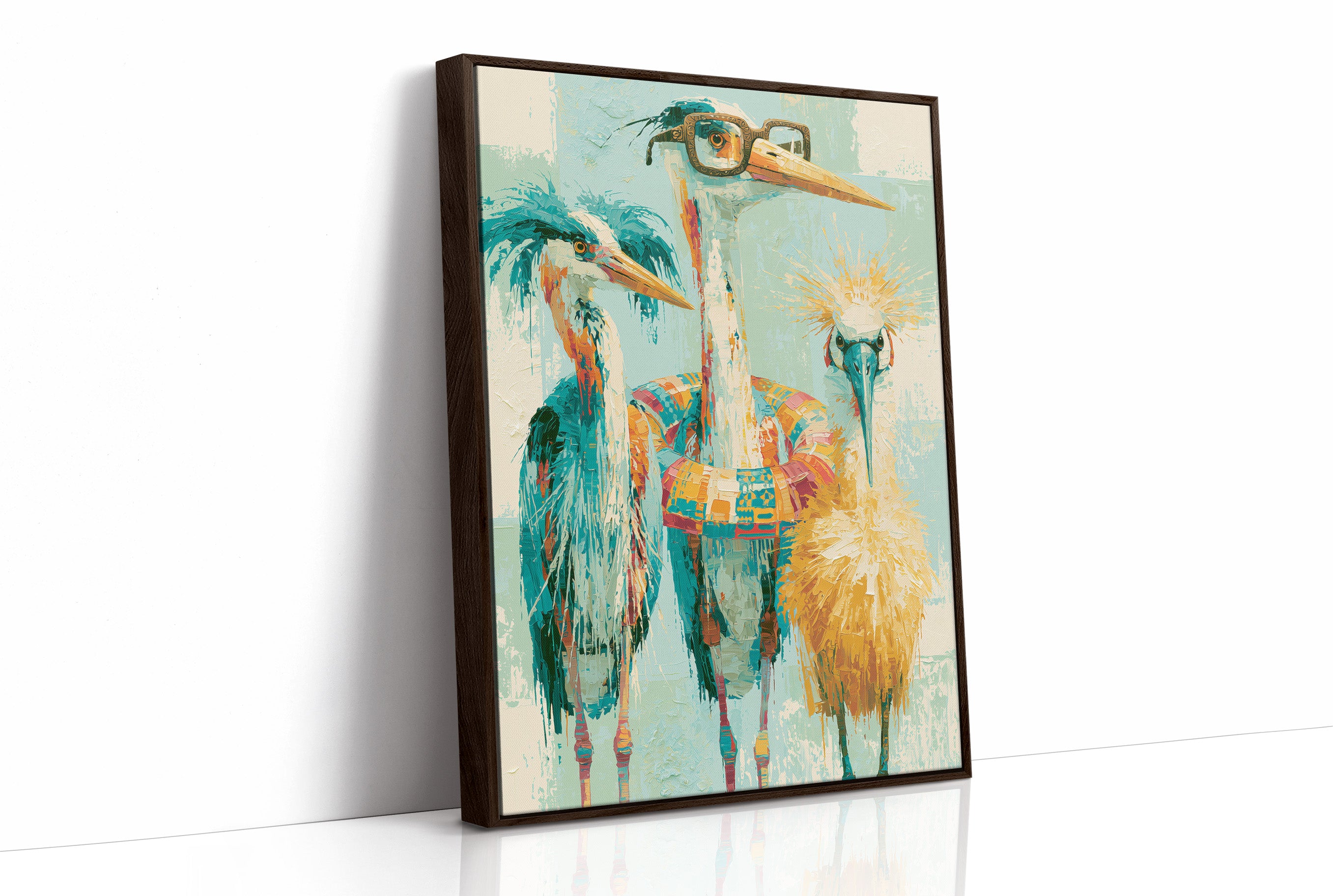 The Bespectacled Bird Trio: A Feathered Trio Portrait