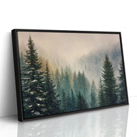 Snow Dances Through Evergreen Light