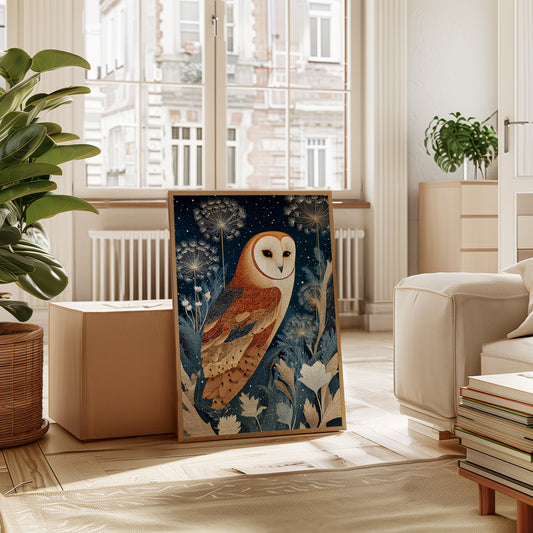 Barn Owl Amidst Ethereal Flora