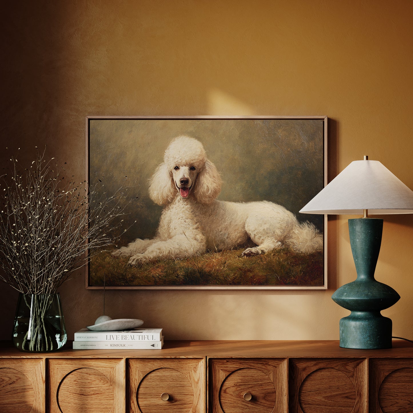 Noble Poodle Rests In Autumn Light