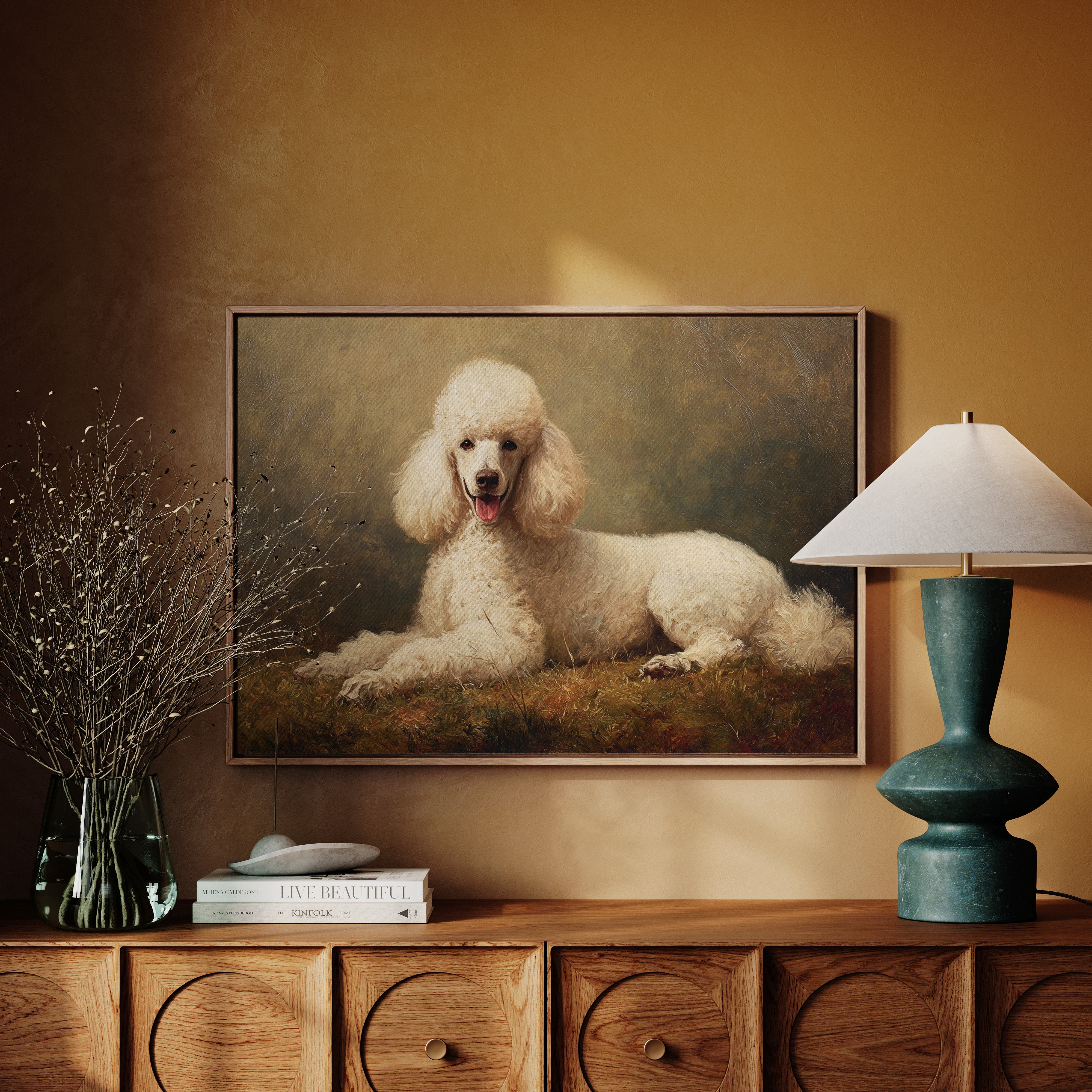 Noble Poodle Rests In Autumn Light