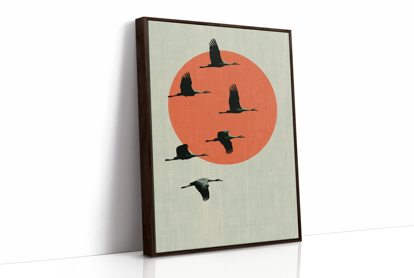 Cranes Across a Red Sun