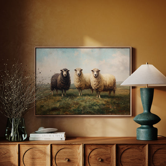 Three Sheep Stand Watch At Dawn
