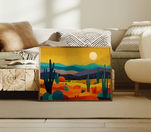 Saguaros Dance Under Golden Moons