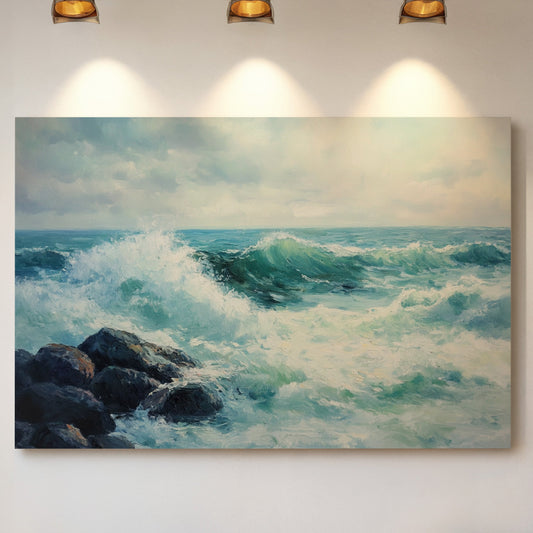 Ocean Swells Dance Against Stone
