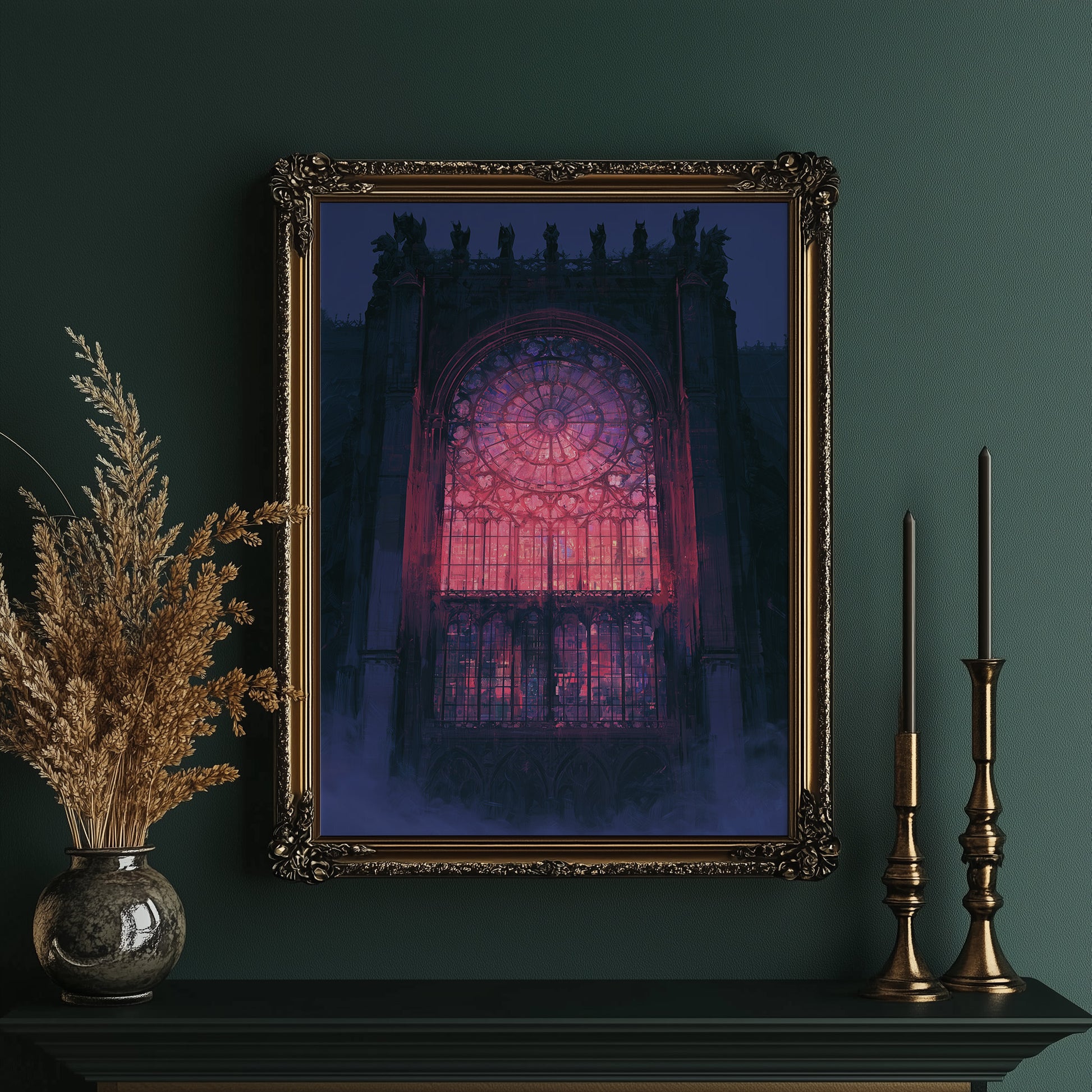 Rose Window Aglow at Midnight