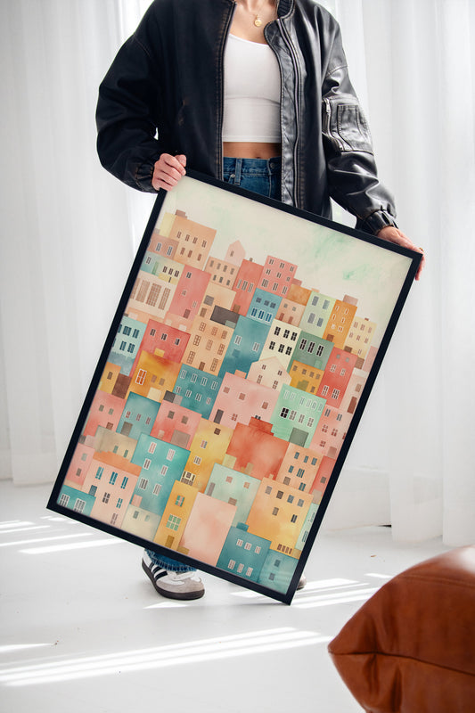 Stacked City Dreams Watercolor Print