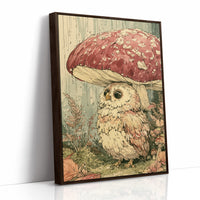 Toadstool Hideaway: Curious Owl Close-Up