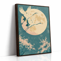 Crane Beneath Blossoms and Moon
