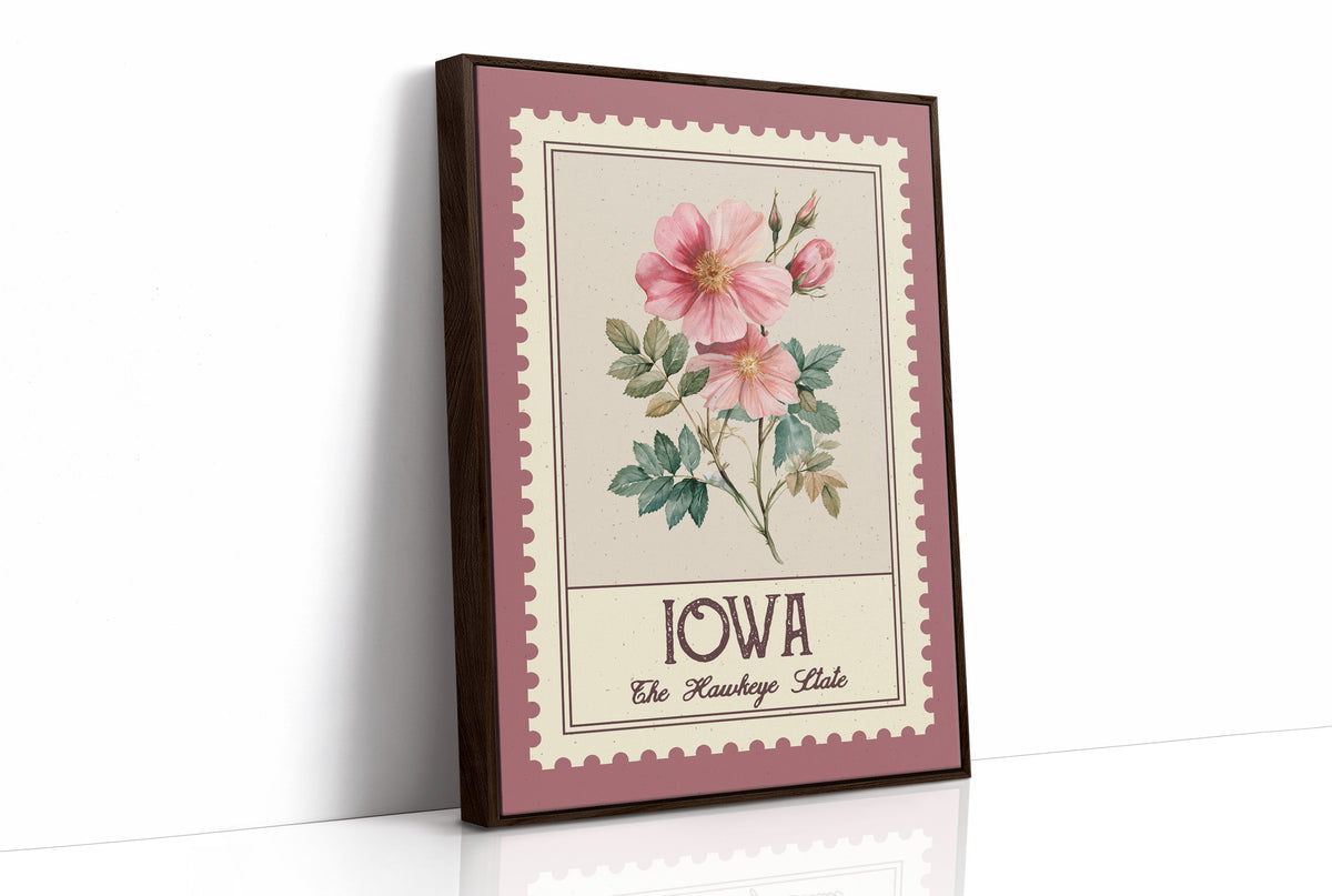 Iowa Wild Rose Watercolor Stamp