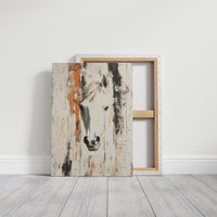 White Horse Against Rustic Planks
