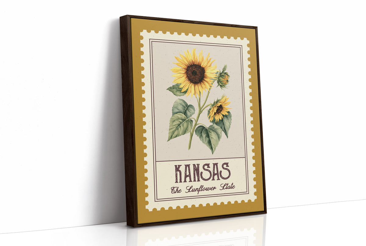 Kansas Sunflower Watercolor Stamp