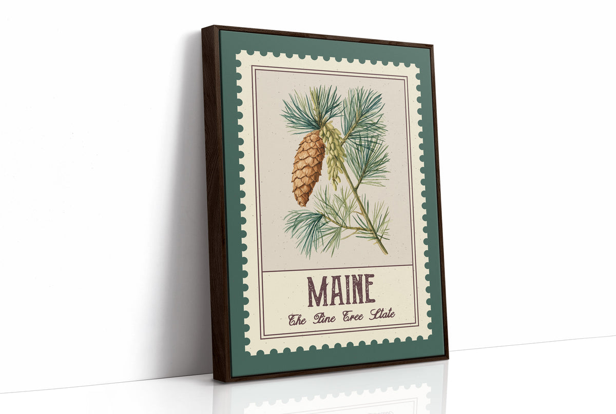 Maine White Pine Cone Watercolor Stamp