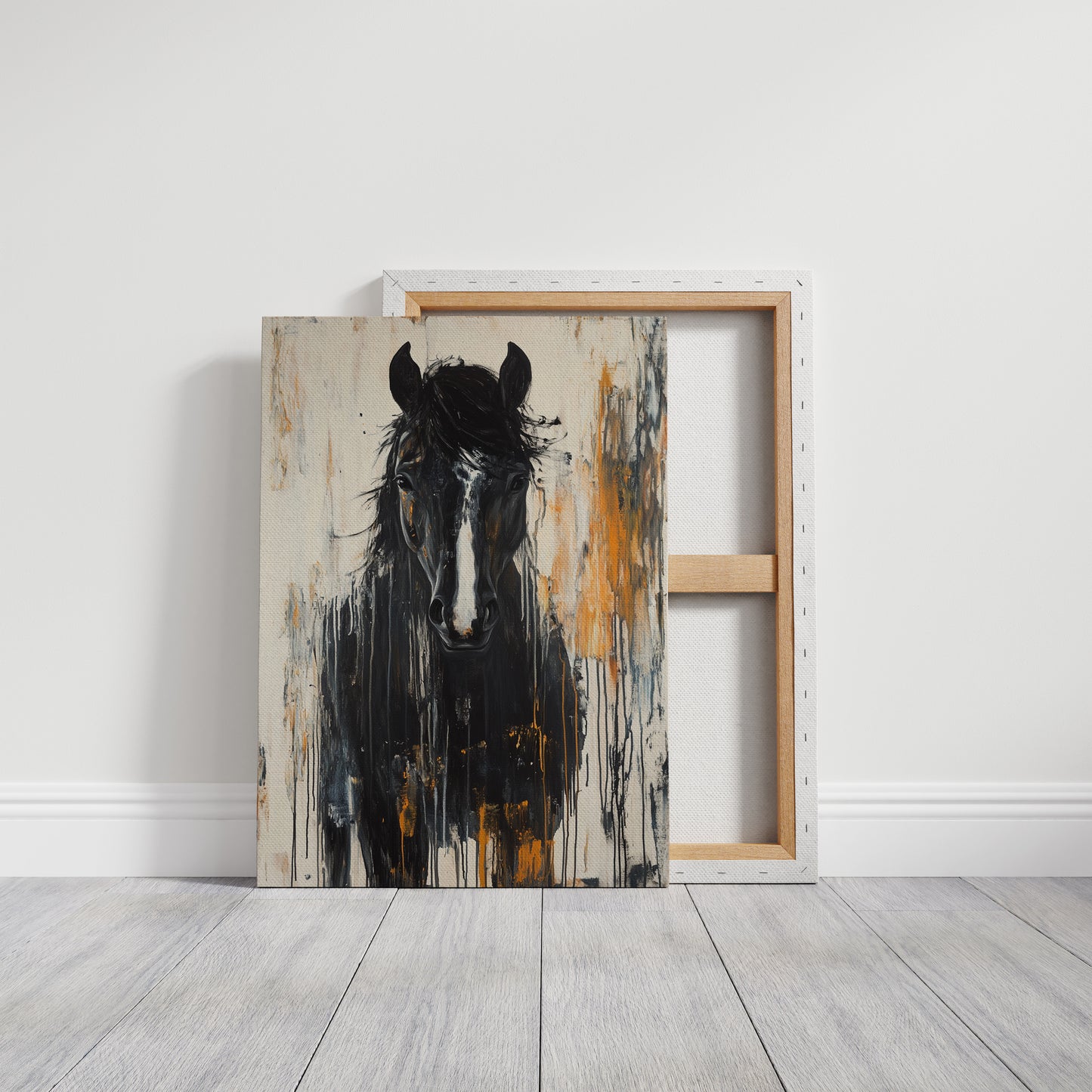 Fierce Stallion in Amber Rain