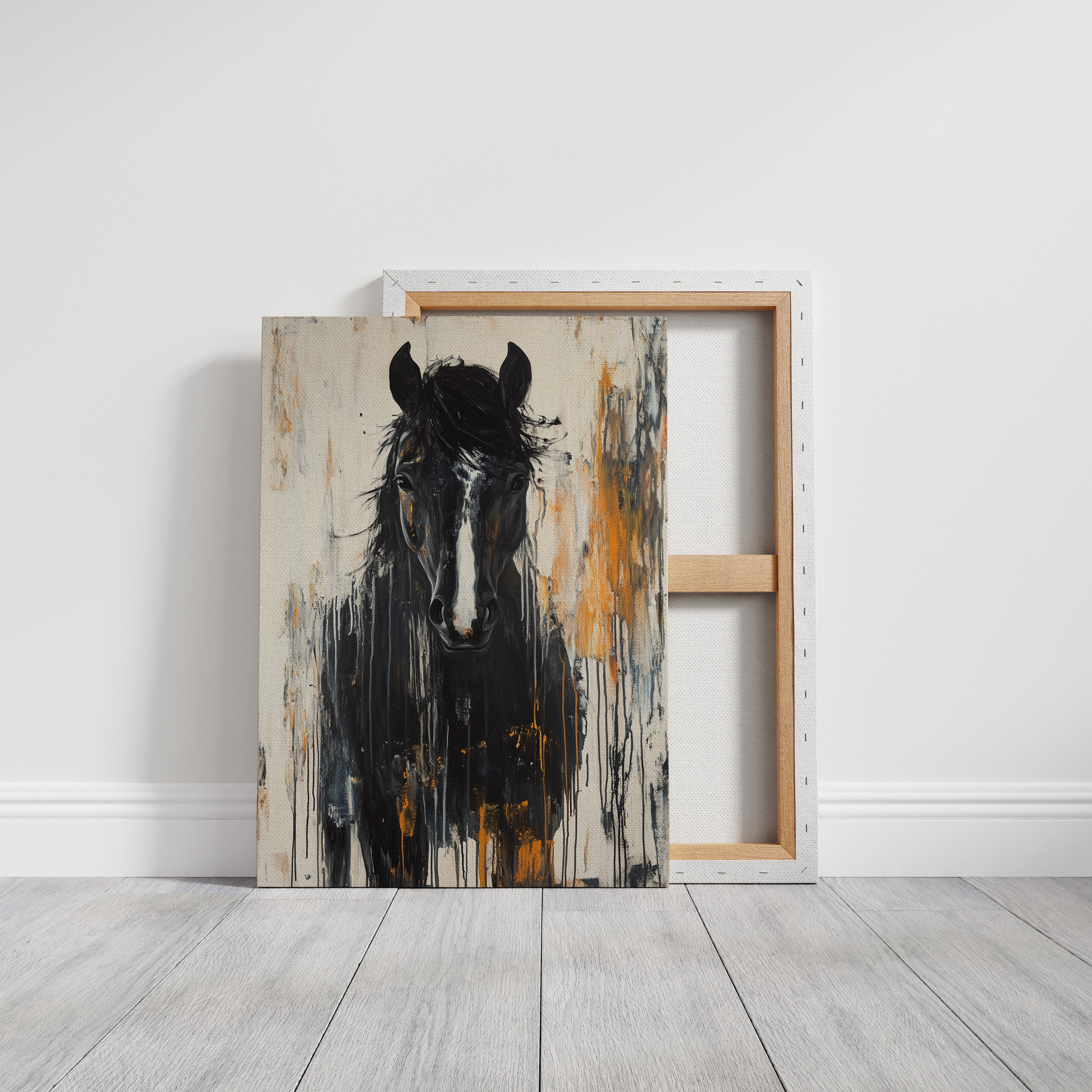 Fierce Stallion in Amber Rain