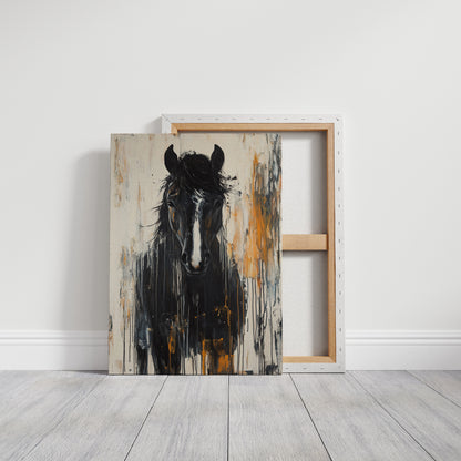 Fierce Stallion in Amber Rain