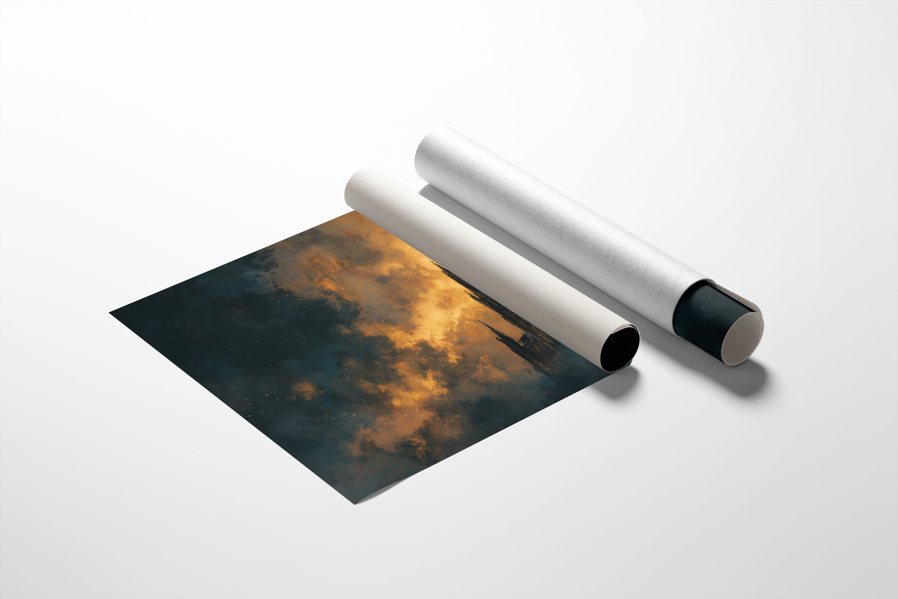 Cathedral Rises Through Amber Sky