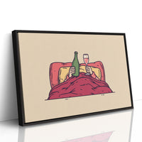 Champagne in Bed Minimal Illustration
