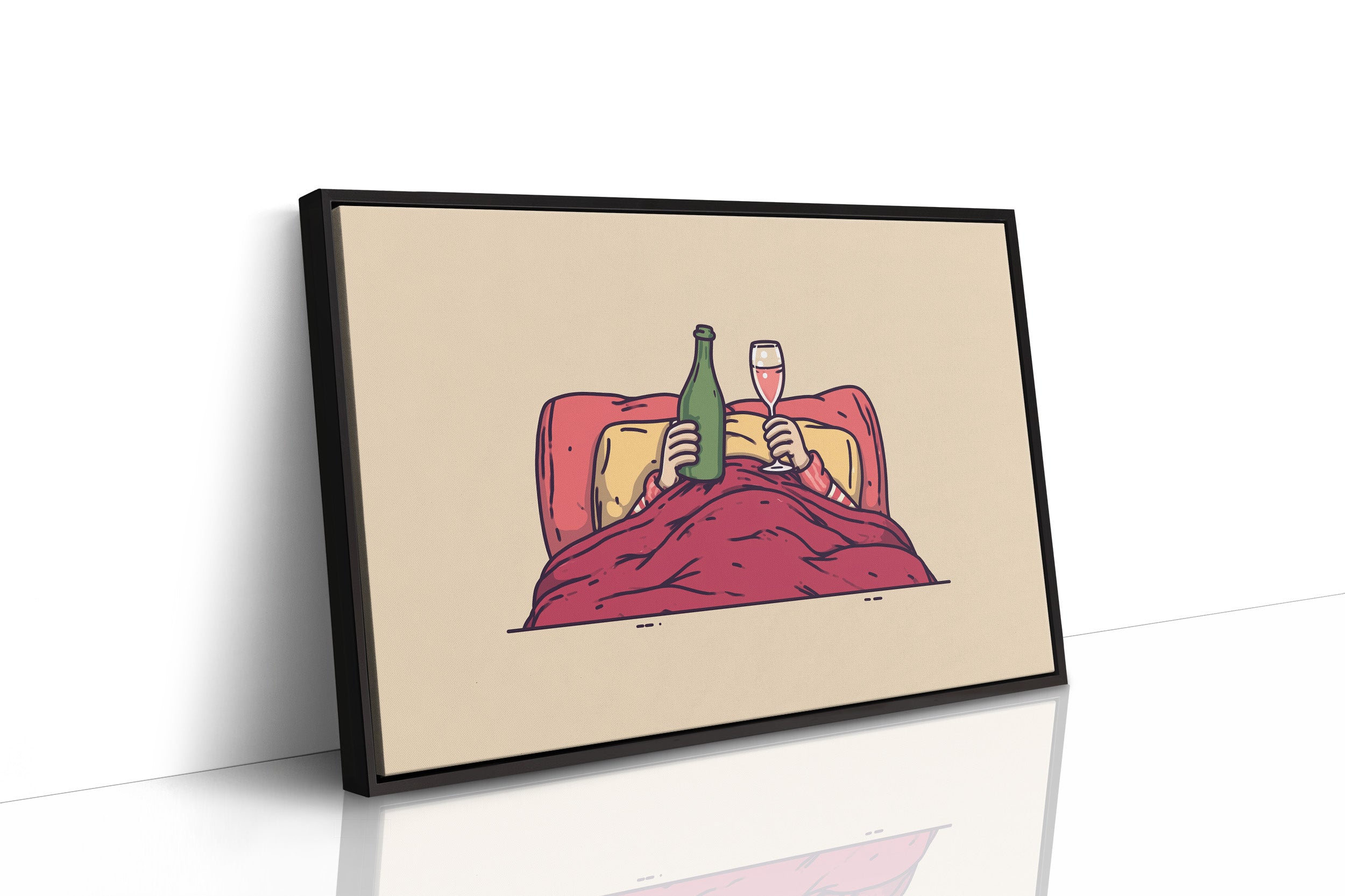 Champagne in Bed Minimal Illustration