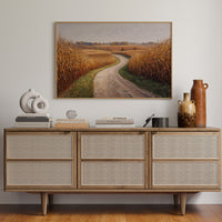 Harvest Path Winds Through Golden Fields