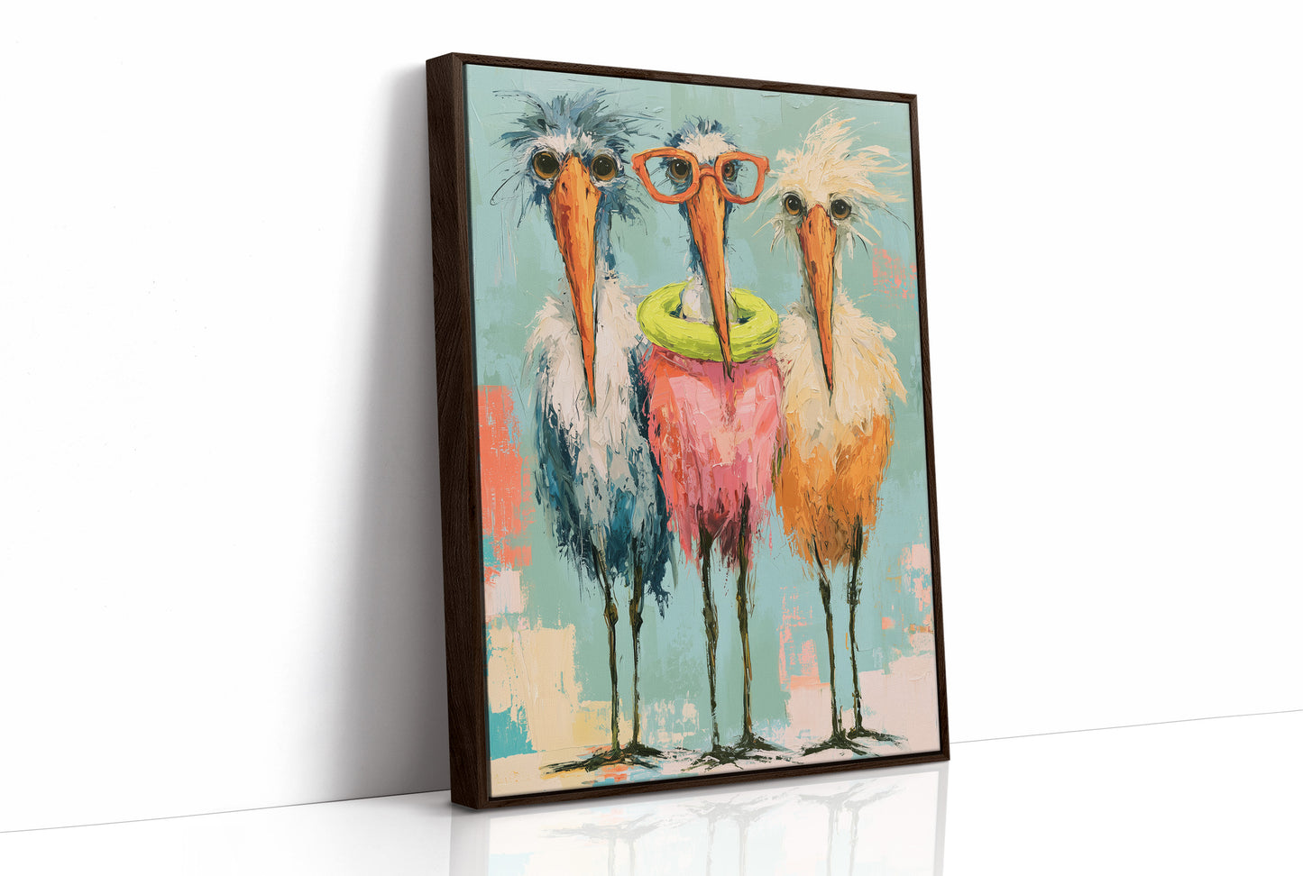 Nerdy Bird Trio: Storks in Sweaters and Specs