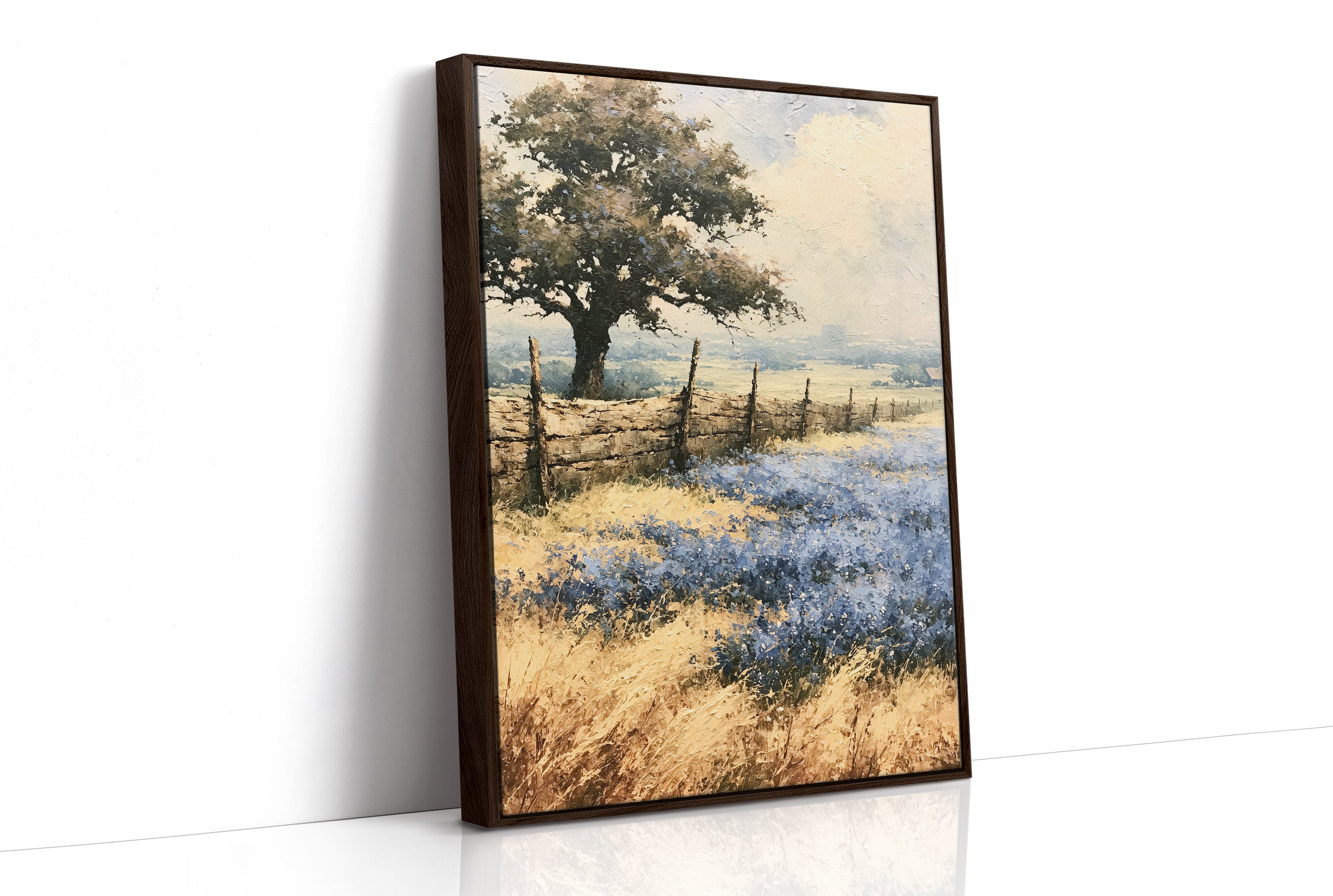Bluebonnets Along the Fence Line