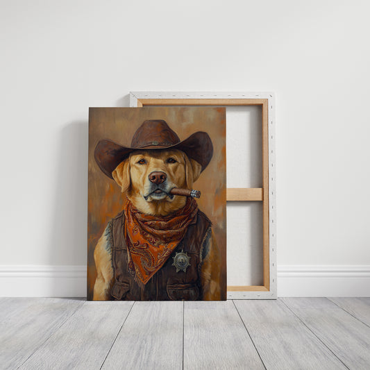 Golden Retriever Sheriff with Western Swagger